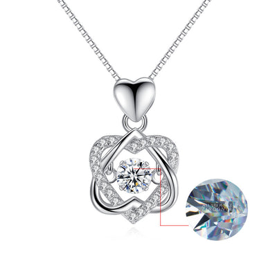 Fashion Double Heart Flower Pendant Necklace