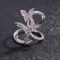 Rings Butterfly Light Pink Crystal Zircon Wings
