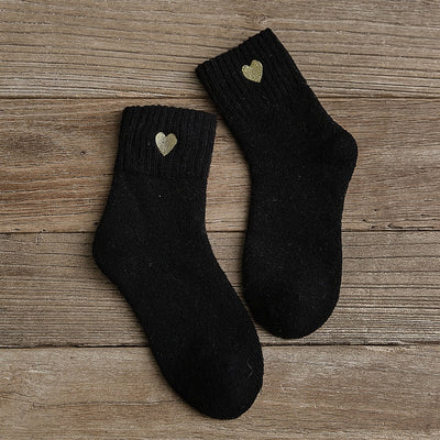 Embroidery love pattern woman socks warm