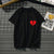 Printed Summer Black Round neck Casual Heartbeat
