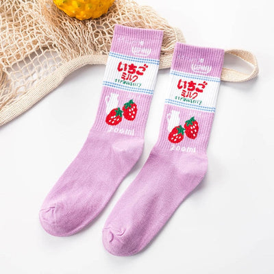 Fashion Happy Socks Women milk Food painting