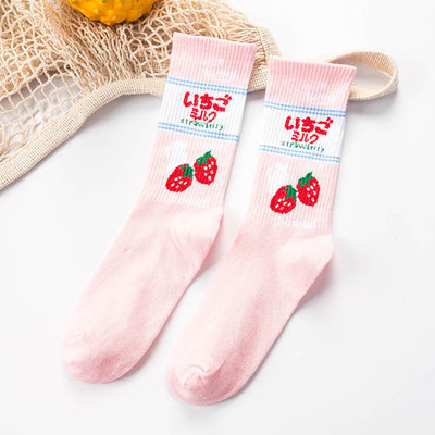 Fashion Happy Socks Women milk Food painting