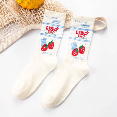 Fashion Happy Socks Women milk Food painting