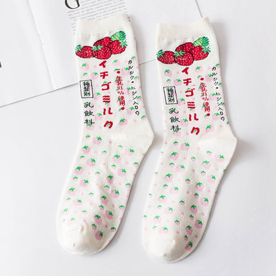 Fashion Happy Socks Women milk Food painting
