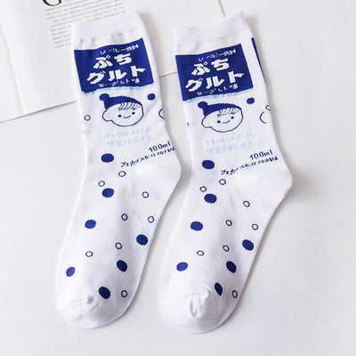 Fashion Happy Socks Women milk Food painting