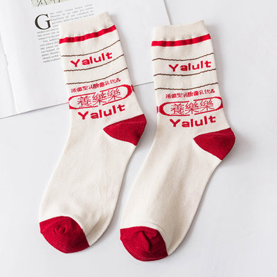 Fashion Happy Socks Women milk Food painting
