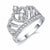 Fashion Silver Rings Crystal Heart Rings Crown
