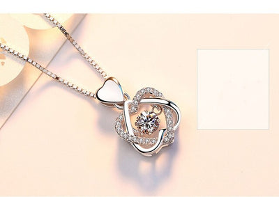Fashion Double Heart Flower Pendant Necklace