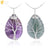 Necklace Pendant Wire Wrap Natural Stone Pink