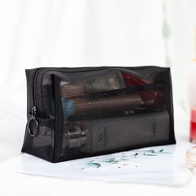 Transparent Makeup Bag Black Mesh Storage