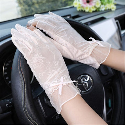 Gloves Female Thin Elastic Ice Silk Non-Slip Driving