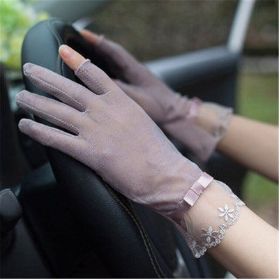 Gloves Female Thin Elastic Ice Silk Non-Slip Driving