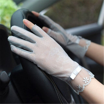 Gloves Female Thin Elastic Ice Silk Non-Slip Driving