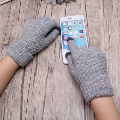 Wool Knitted Gloves Screen  Use Device Mittens