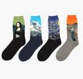 Famous Oil Painting Series Men Socks Funny