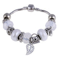 Pink Crystal Charm Silver Bracelet