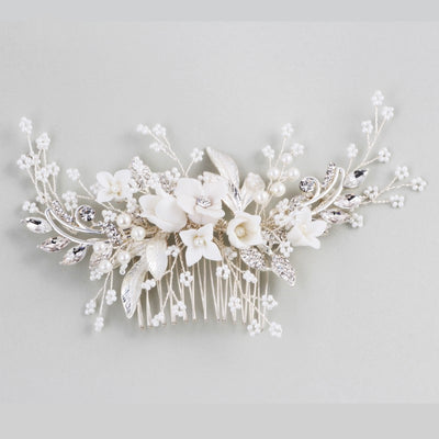 Headpiece Bridal Silver Hair Comb Piece Pearls