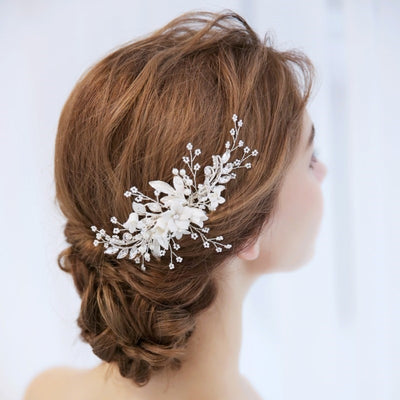Headpiece Bridal Silver Hair Comb Piece Pearls