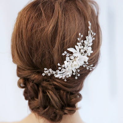 Headpiece Bridal Silver Hair Comb Piece Pearls