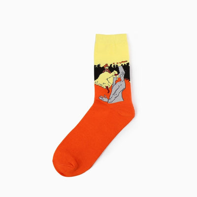 Famous Oil Painting Series Men Socks Funny