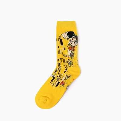 Famous Oil Painting Series Men Socks Funny