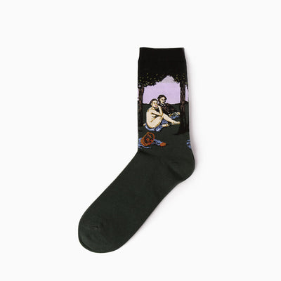 Famous Oil Painting Series Men Socks Funny