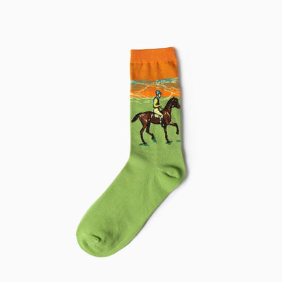 Famous Oil Painting Series Men Socks Funny