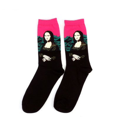 Famous Oil Painting Series Men Socks Funny
