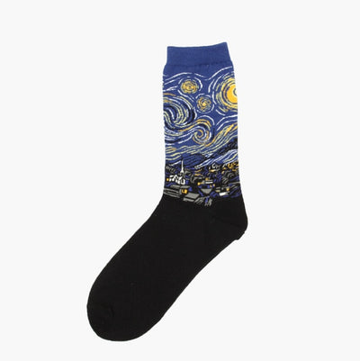 Famous Oil Painting Series Men Socks Funny