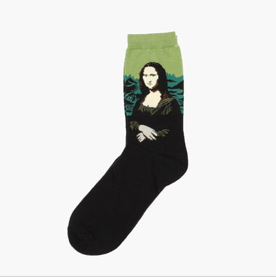 Famous Oil Painting Series Men Socks Funny