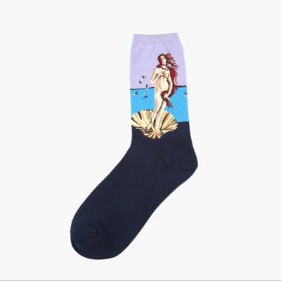 Famous Oil Painting Series Men Socks Funny