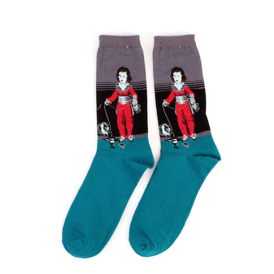 Famous Oil Painting Series Men Socks Funny