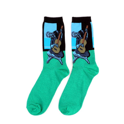 Famous Oil Painting Series Men Socks Funny