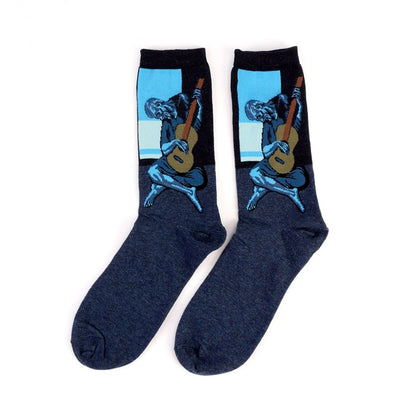 Famous Oil Painting Series Men Socks Funny