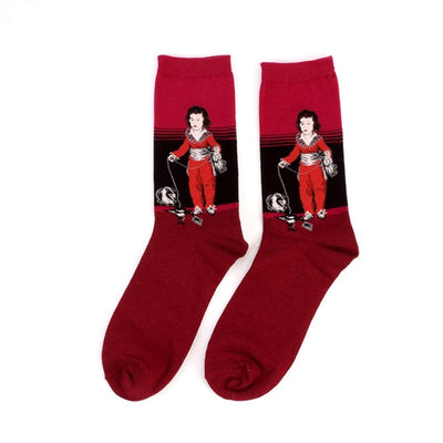 Famous Oil Painting Series Men Socks Funny