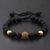 Round Black CZ Zircon Pave Lava Weaving