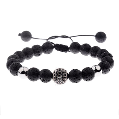Round Black CZ Zircon Pave Lava Weaving