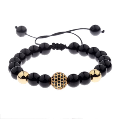 Round Black CZ Zircon Pave Lava Weaving