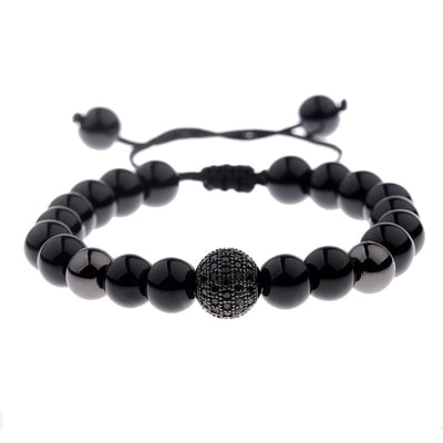 Round Black CZ Zircon Pave Lava Weaving