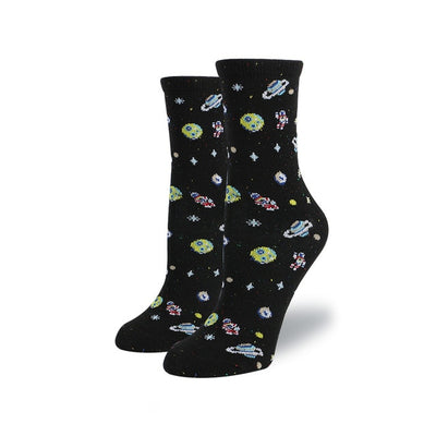 Women Cute Cartoon Space Socks Cotton Alien