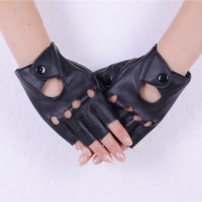 Half Finger Gloves Biker Driving Leather