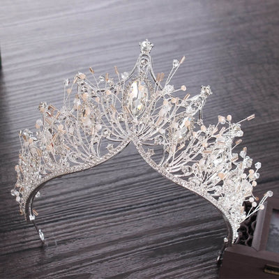 Set Silver Luxury Bridal Princess Crown Hair