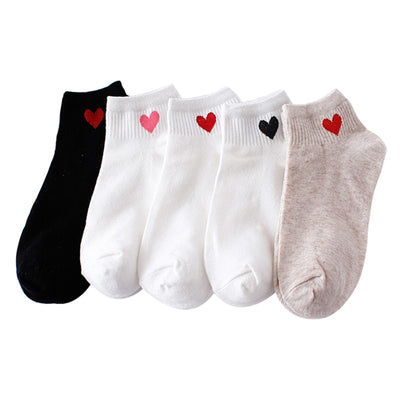 Short Socks Red Heart Cute College Fresh Female