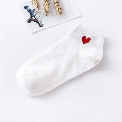Short Socks Red Heart Cute College Fresh Female