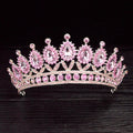 Silver Baroque Tiara For Queen Bride Pink