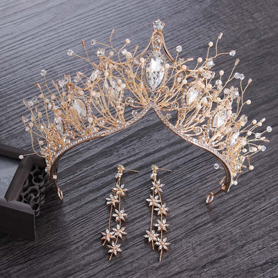 Crystal Gold Crown for Girls Wedding Hair