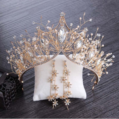 Crystal Gold Crown for Girls Wedding Hair