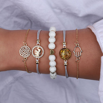 Bohemian Marble Stone Beads Bracelet Set
