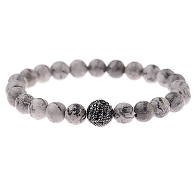 Round Black CZ Zircon Pave Lava Weaving