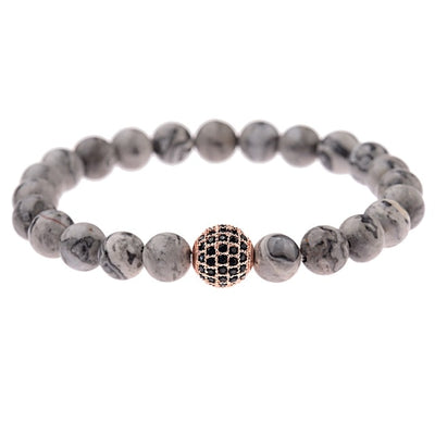 Round Black CZ Zircon Pave Lava Weaving
